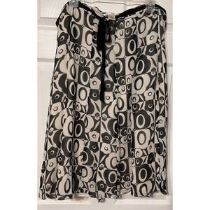 JOHN PAUL‎ RICHARD Black White Mod Flower Circle Print Sheer Maxi Skirt Size 22